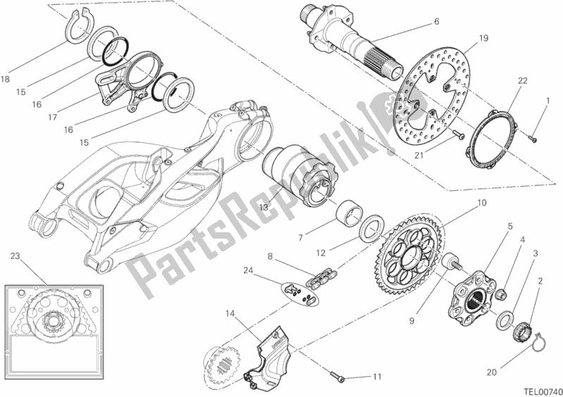 All parts for the Hub, Rear Wheel of the Ducati Multistrada 1200 ABS USA 2012